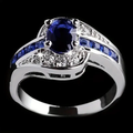 Vintage-Style Blue Crystal Silver-Tone Zirconia Ring