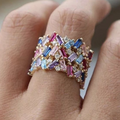 Vintage-Style Colourful Inlaid Crystals Ring