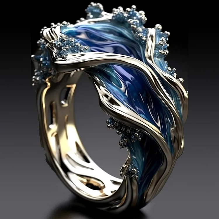 Vintage-Style Gold-Tone Sea Wave Ring