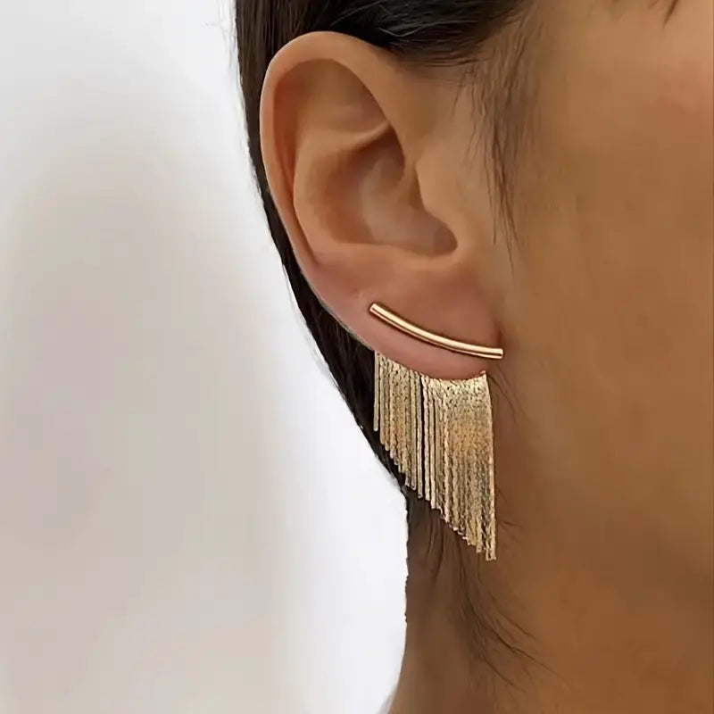 Vintage-Style Gold-Tone Curtain Earrings