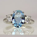 Vintage-Style Blue Bright Silver-Tone Ring
