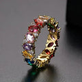 Vintage Multicolour Zirconia Gold-Plated Ring