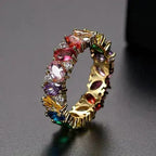 Vintage Multicolour Zirconia Gold-Plated Ring