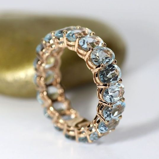 Vintage-Style Inlaid Blue Glass Gold-Tone Ring