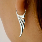 Vintage-Style Silver-Tone Wing Earrings