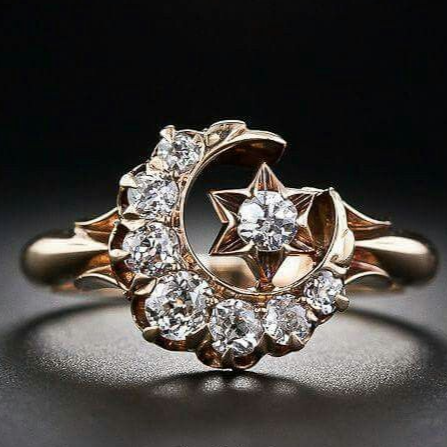 Vintage-Style Bright Lunar Ring