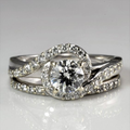 Vintage-Style Spiral Glass Silver-Tone Ring