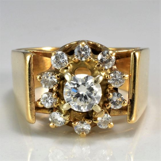 Vintage-Style Gold-Tone Crystal Ring