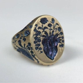 Vintage-Style Blue Flower Gold-Tone Ring
