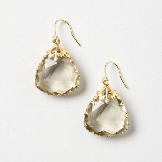 Vintage-Style Crystal Frame Drop Earrings in Gold Tone