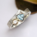 Vintage-Style Sky Blue Glass Silver-Tone Ring