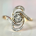 Gold-Tone Spiral Ring with Crystal-Set Swirl