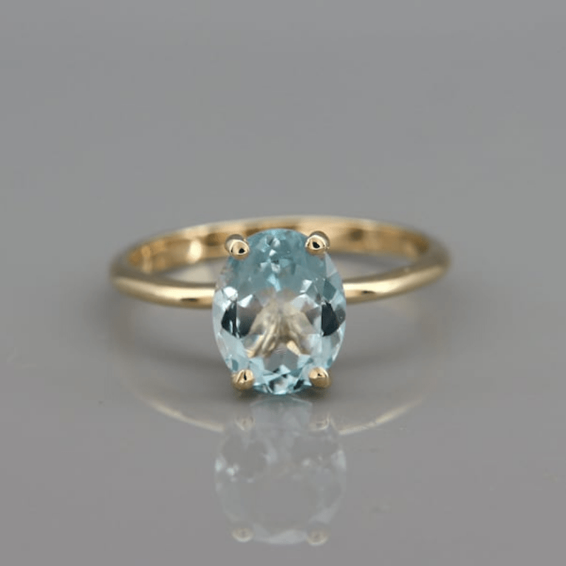 Vintage-Style Gold-Tone Blue Crystal Ring
