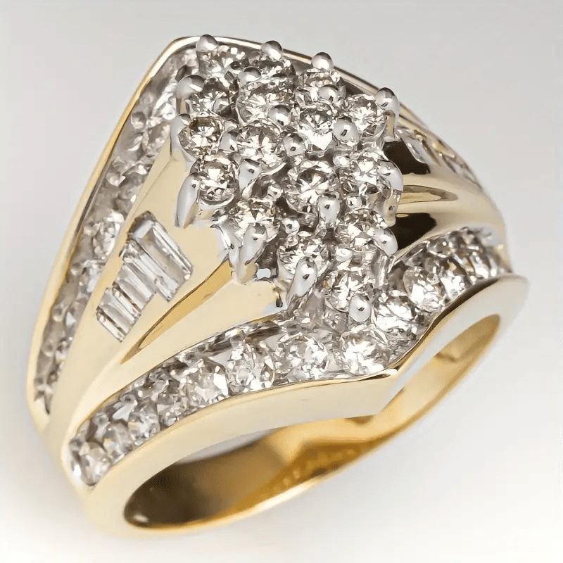 Vintage-Style Gold-Tone Sparkling Ring