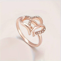 Rosa kærlighedsknude-ring i vintagestil med zirkonia