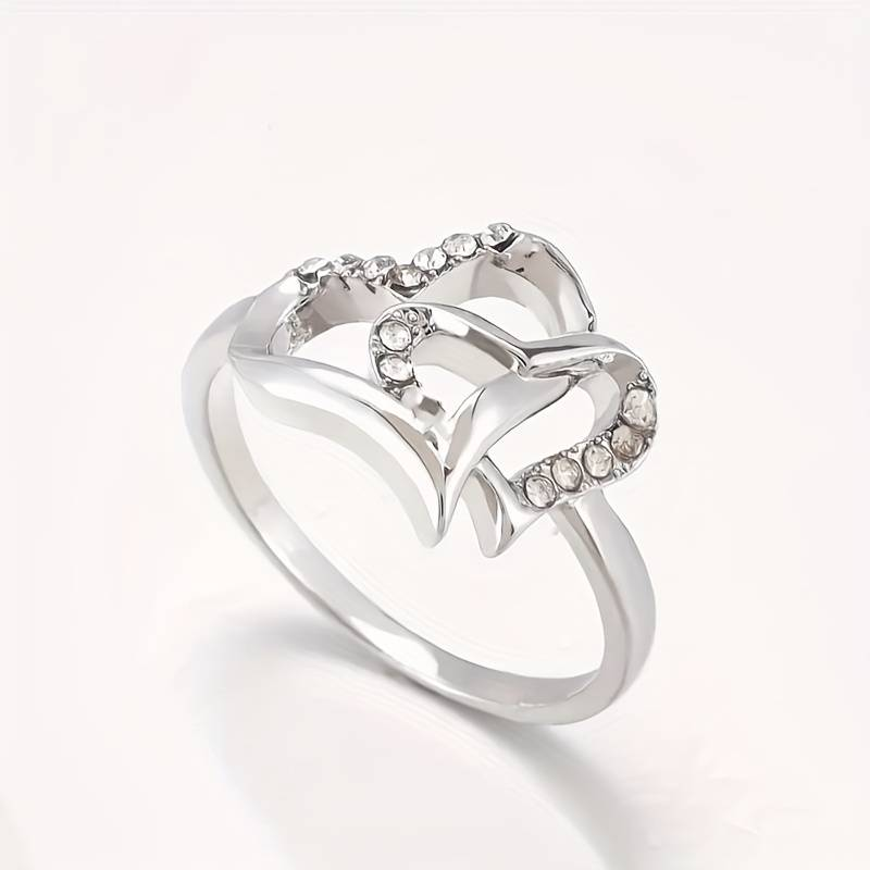 Vintage zilverkleurige geknoopte liefdesring met zirkonia