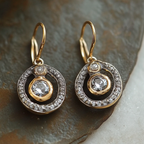 Vintage-Style Zirconia and Gold-Tone Earrings