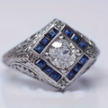 Vintage-Style Blue and White Zirconia Ring