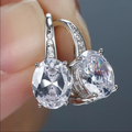 Vintage-Style Square Silver-Tone Glass Earrings