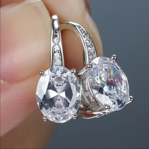 Vintage-Style Square Silver-Tone Glass Earrings
