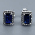 Vintage-Style Blue Square Glass Earrings