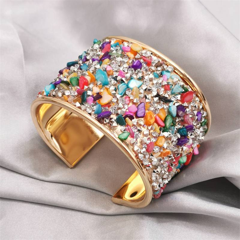Vintage-Style Gold-Tone Bracelet with Colourful Crystals