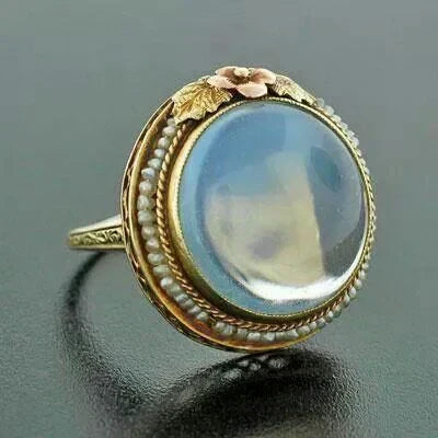 Vintage-Style Round Moonstone Ring