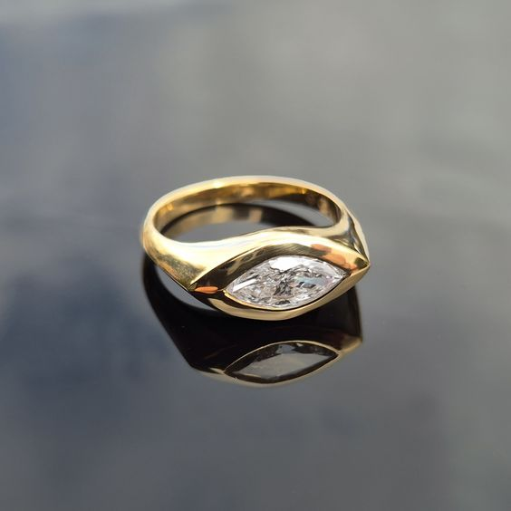 Vintage-Style Zirconia Eye Gold-Tone Ring