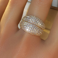 Wide Layered Pavé Crystal Double Ring