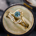 Vintage-Style Turquoise Crystal Gold-Tone Ring