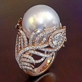 Vintage-Style Bright Inlaid Pearl Ring