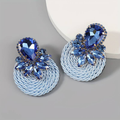 Vintage-Style Blue Crystal Rounded Earrings