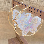 Vintage-Style White Butterfly Hoop Earrings
