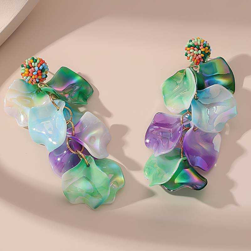 Vintage-Style Colourful Petal Earrings