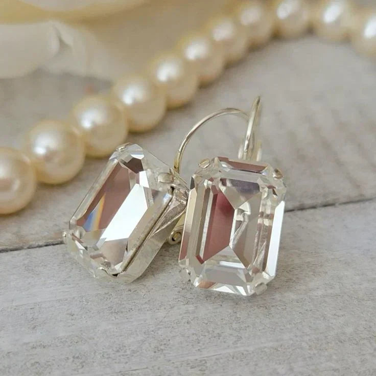 Vintage-Style White Glass Earrings