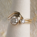 Swirl Two-Tone Ring with Solitaire Zirconia