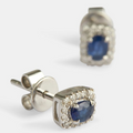 Vintage-Style Blue Zirconia Silver-Tone Stud Earrings