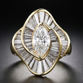 Vintage-Style Zirconia Mesh Gold-Tone Ring