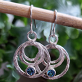 Vintage-Style Circle and Blue Crystal Silver-Tone Earrings