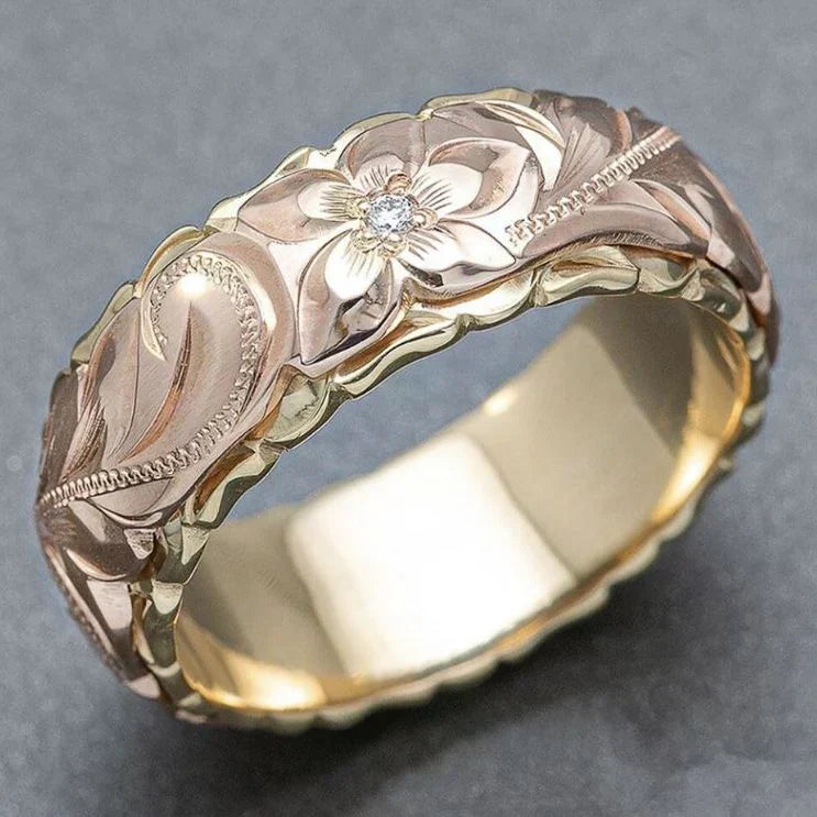Vintage goudkleurige rozenring