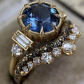 Vintage-Style Blue Round Glass Classic Ring