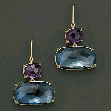 Vintage-Style Blue and Purple Glass Earrings