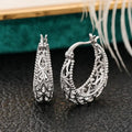 Antique-Style Hollow Basket Earrings in White Gold Tone