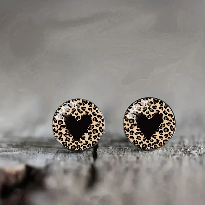 Vintage ronde oorbellen met zwart hart