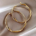 Large Thin Gold-Tone Wavy Hoop Earrings