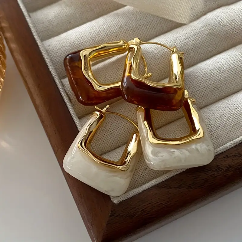 Gold-Tone Stone Earrings in Two Colours