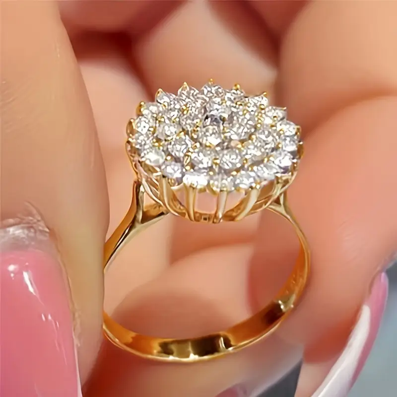Sparkling Round Gold-Tone Ring