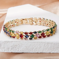 Multicolour Crystal Double-Row Bracelet
