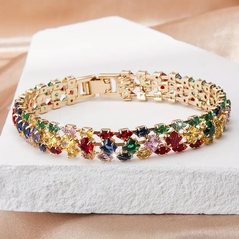 Multicolour Crystal Double-Row Bracelet