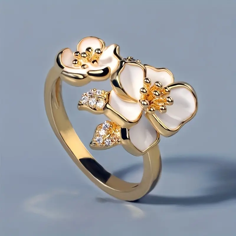 White Blossom Gold-Tone Ring